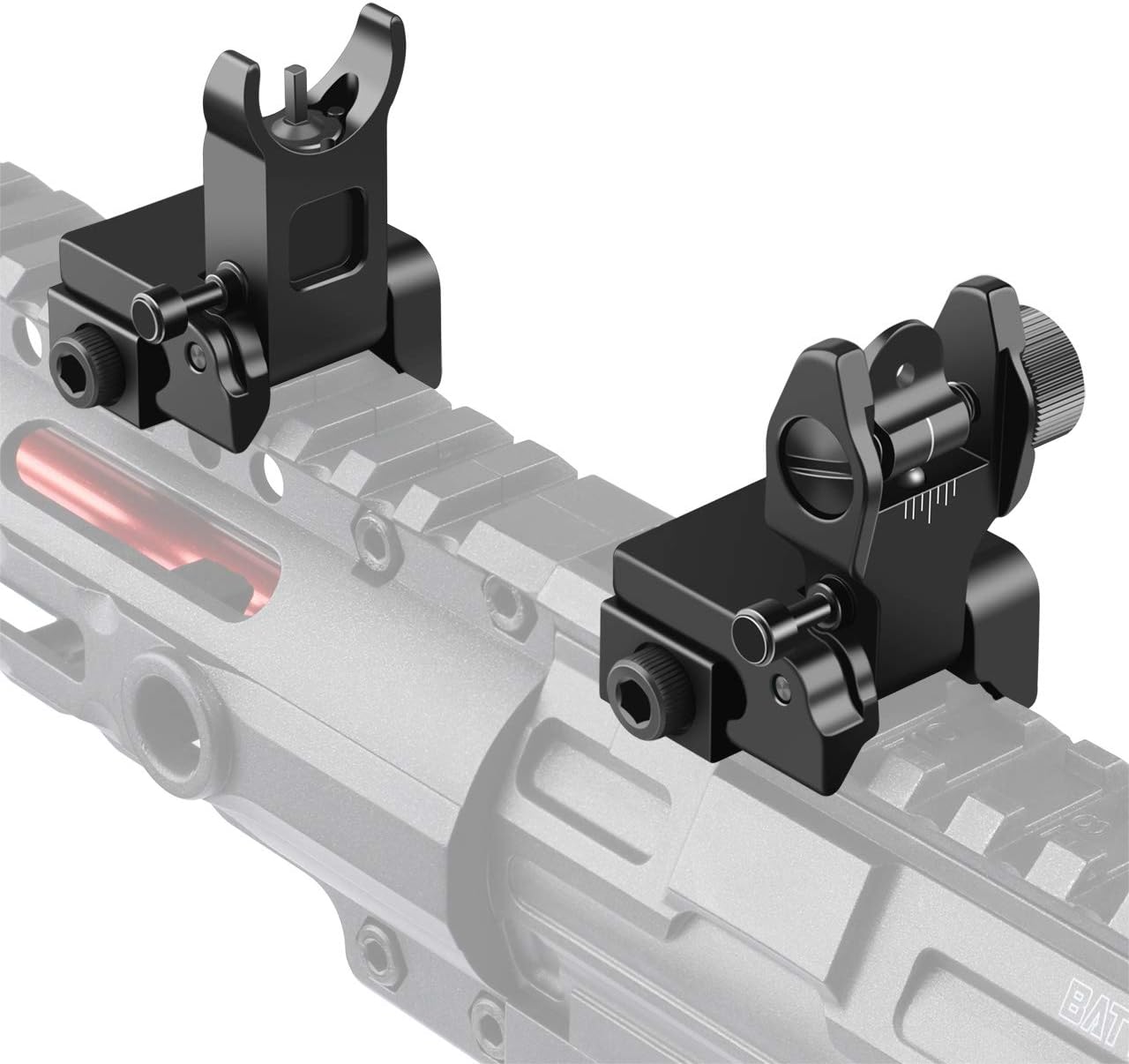 Feyachi Flip Up Rear Front and Iron Sights Best Backup fits Picatinny & Weaver Rails Black: Sports & Outdoors