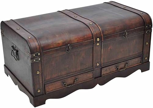 Amazon Com Daonanba Vintage Large Wooden Treasure Chest Brown