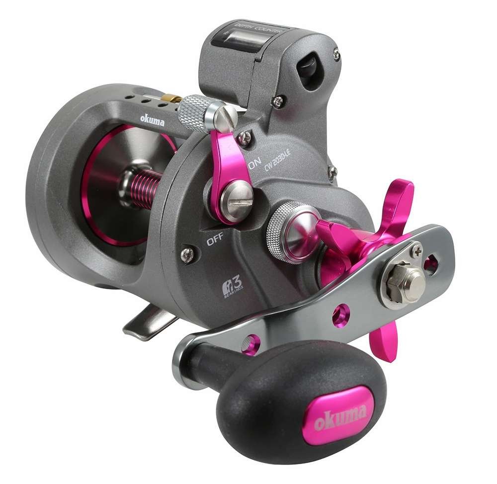 OKUMA Cold Water Line Counter Reel 203D Left Hand - Ladies Ed CW-203DLX-LE, Pink
