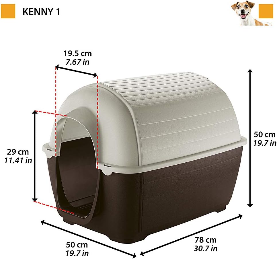 Ferplast Outdoor Dog Kennel Kenny 01 Dog House Made of Impact and UV-Resistant thermoplastic Resin, Liquid Drain System - Image 3