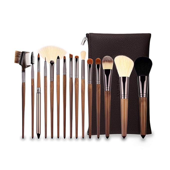 Dpliu 15pcs Highend Eye Makeup Brush Set Black Walnut