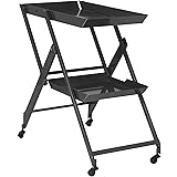 ioHOMES Quaker City Contemporary Folding Steel Serving Cart, Black
