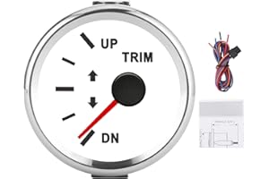 Aamox Boat Trim Gauge, Boat Trim Balance Gauge Meter IP67 Waterproof with Red Backlight 52mm Ship Yacht Marine(White Dial Sil