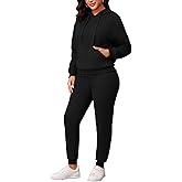 CLOCOR Womens 2 Piece Outfits Sweatsuits - Tracksuit Set Long Sleeve Crop Top & Drawstring Wide Leg Pants with Pockets