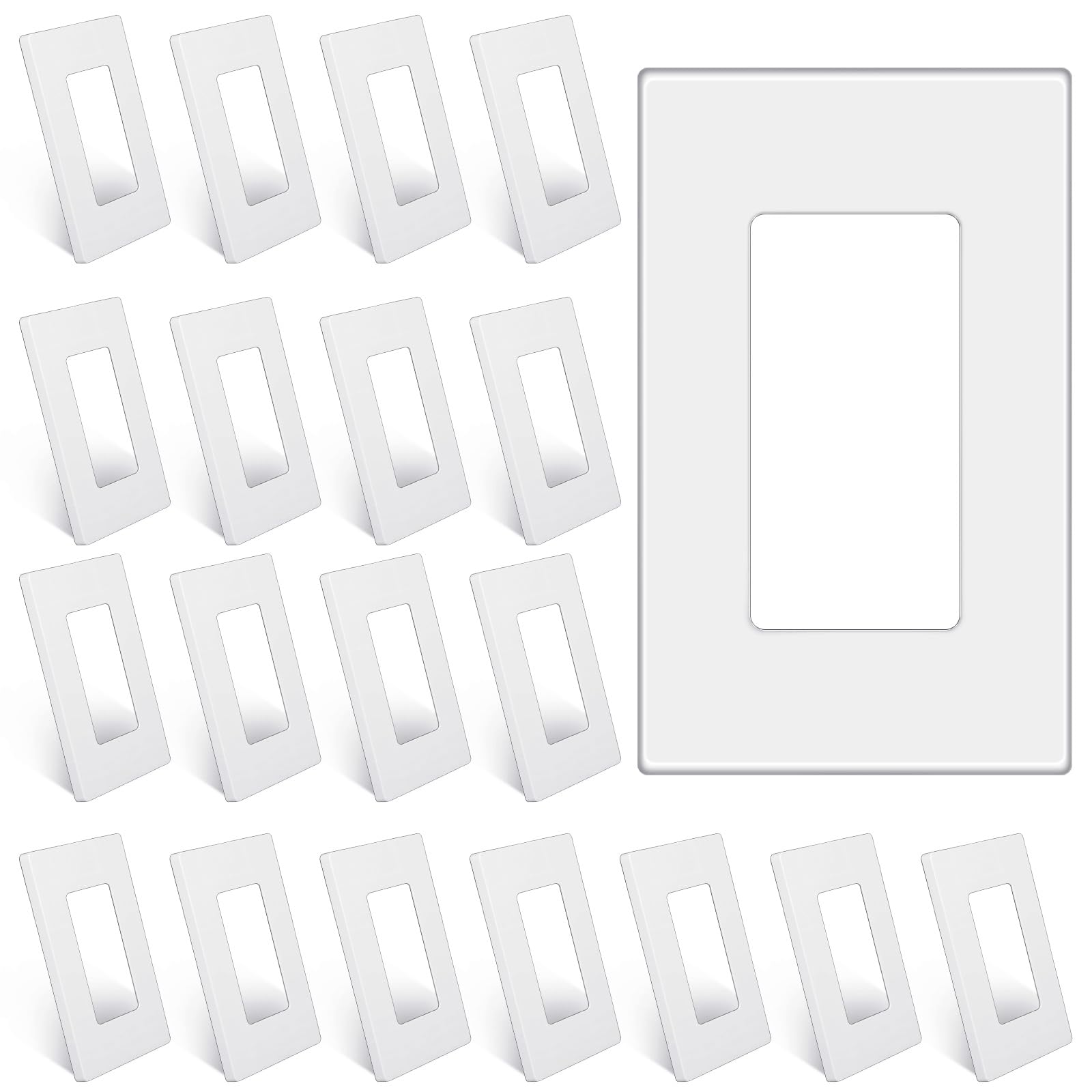 Photo 1 of 10 Pack 1-Gang Screwless Outlet Covers White Single Gang Wall Plate Standard Size Unbreakable Polycarbonate Screwless Decorative Wall Plates for Decorator Receptacle Outlet Switch