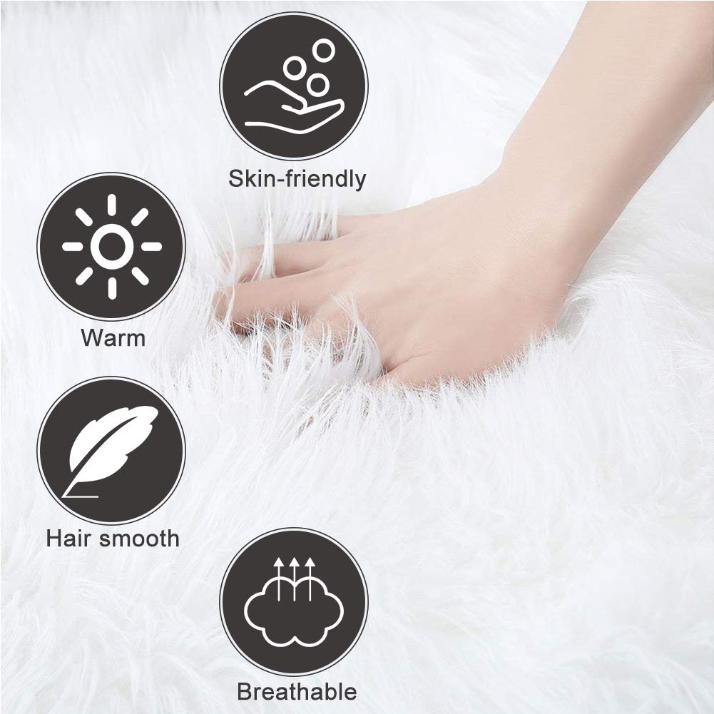 XingMart Sheepskin Area Rugs Luxury Fluffy Floor Carpet for Bedroom Super Soft Plush Faux Fur Rug Shaggy Bedside Rug Room Decor Rug for Baby Nursery Childrens, 2 x 3 Feet