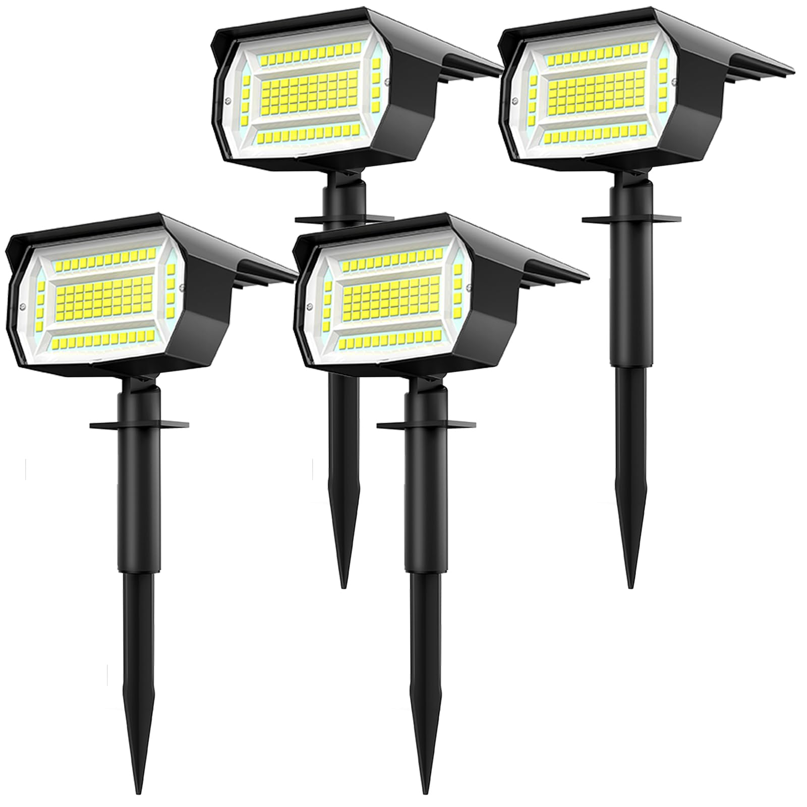 4 Pack Solar Spot Lights Outdoor Garden, 72 LED Solar Landscape Spotlights 3 Modes Solar Lights Outdoor Waterproof Dusk-to-Dawn Spot Lights Solar Powered for Garden Yard Driveway Pathway, Cool White