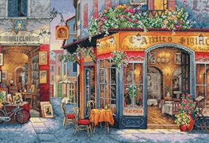 Image of Dimensions Gold Collection Counted Cross Stitch Kit, European Bistro, 16 Count Dove Grey Aida, 11'' x 16''