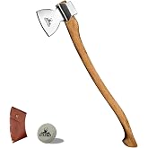 34.9" Splitting Axe, 1065 High Carbon Steel, Hickory Handle, Leather Sheath | Wood Splitting Axe with 1065 High Carbon Steel and Hickory Wood Handle, Chopping Axe with Leather Sheath for Firewood