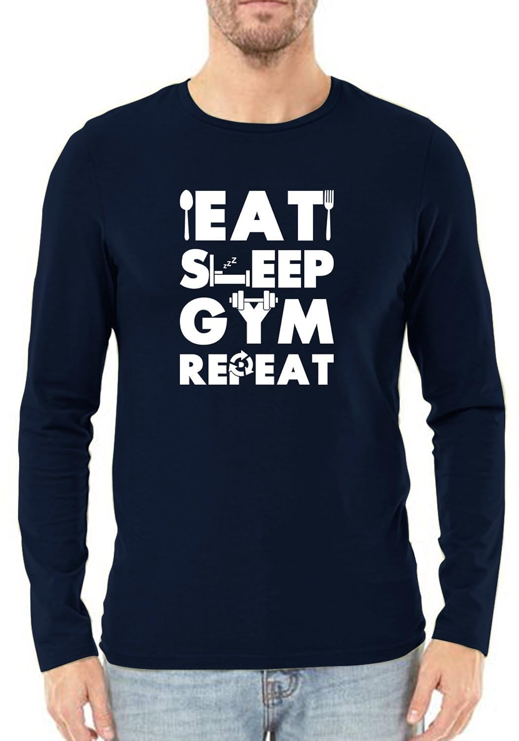 wyo wear your opinion cotton full/long sleeve printed men's t-shirt(gym repeat)