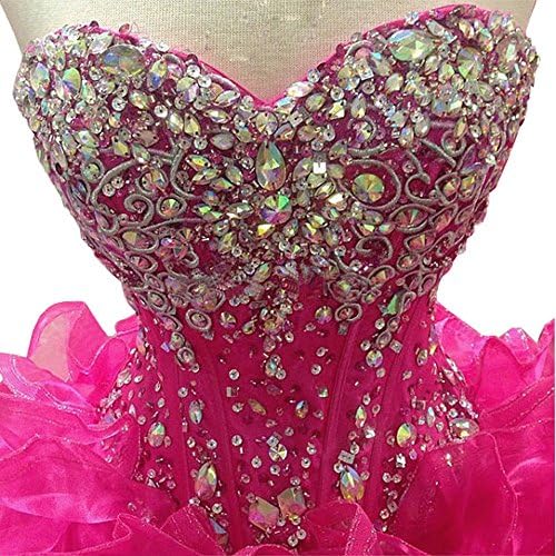 Lovelybride Amazing Hot Pink Crystal Beaded Floral Quinceanera Dress Debutante Gown (14)