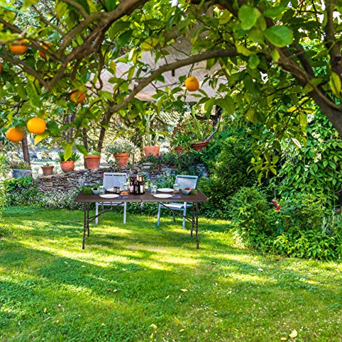 Relaxdays Gartentisch, Holzoptik, eckiger Klapptisch, Sicherheitsriegel, mit Tragegriff, HxBxT: 73 x 180 x 74 cm, braun – Bild 3