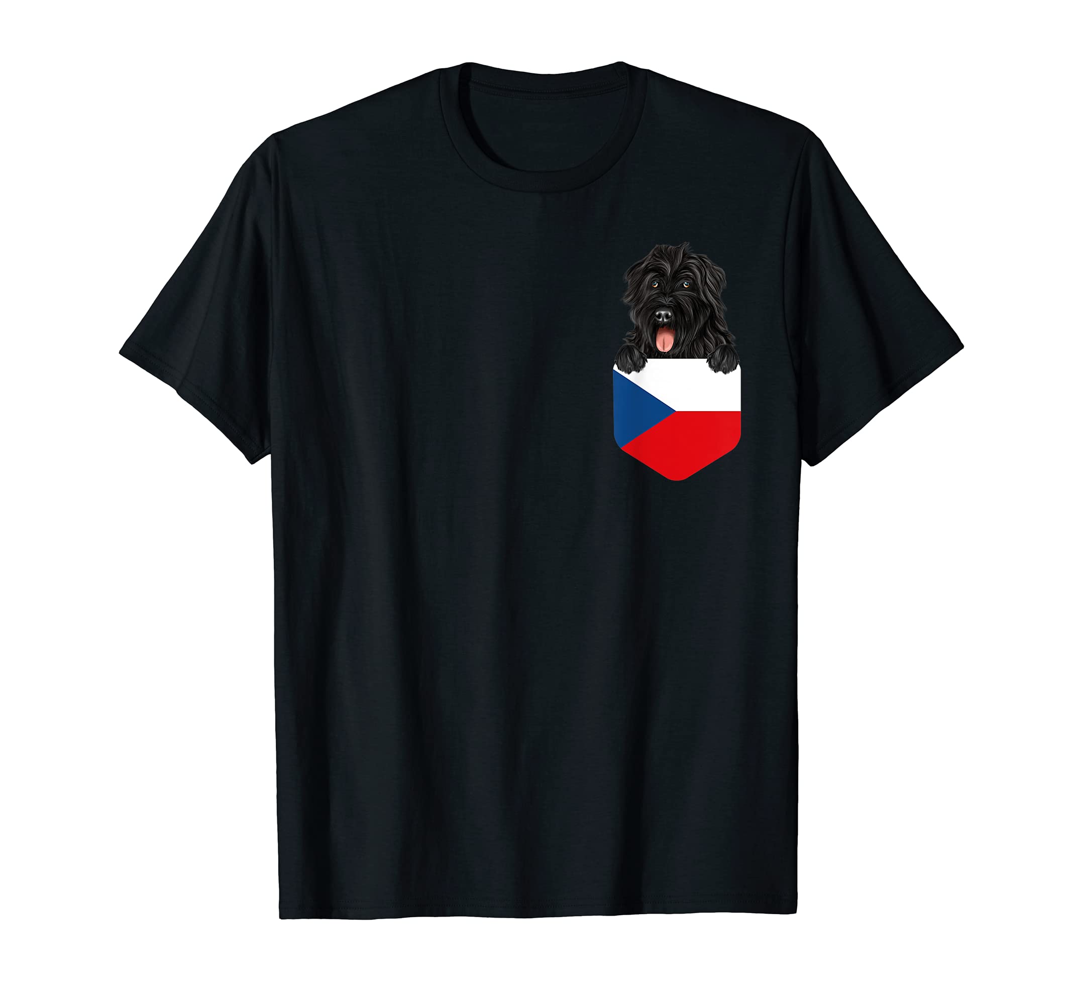 Czech Republic Flag Bouvier des Flandres Dog In Pocket T-Shirt