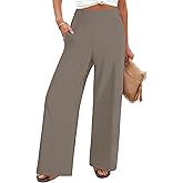 FireSwan Women's Wide Leg Work Pants High Elastic Waist Dress Palazzo Pants Trousers with Zipper Pockets (Mocha M)