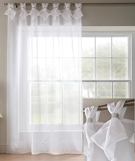 1 Single Tiara Sparkle Glitter Diamante Tab Top Linen Effect Voile