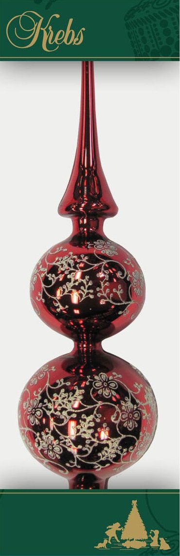 Christmas tree, double lace with decor, 33 cm. red high-gloss