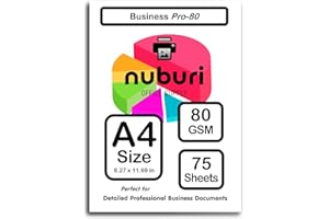 NUBURI OFFICE SUPPLY Nuburi - A4 Size Printer Paper - Great for Professional Documents - 80 gsm / 21 lb (75 Sheets)