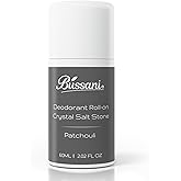 Bussani Crystal Salt Stone Deodorant Roll-On for Men – Made from Powdered Alum Stone, Aluminum & Baking Soda Free, Gentle Odor Protection, Patchouli Scent, 2.02 fl oz