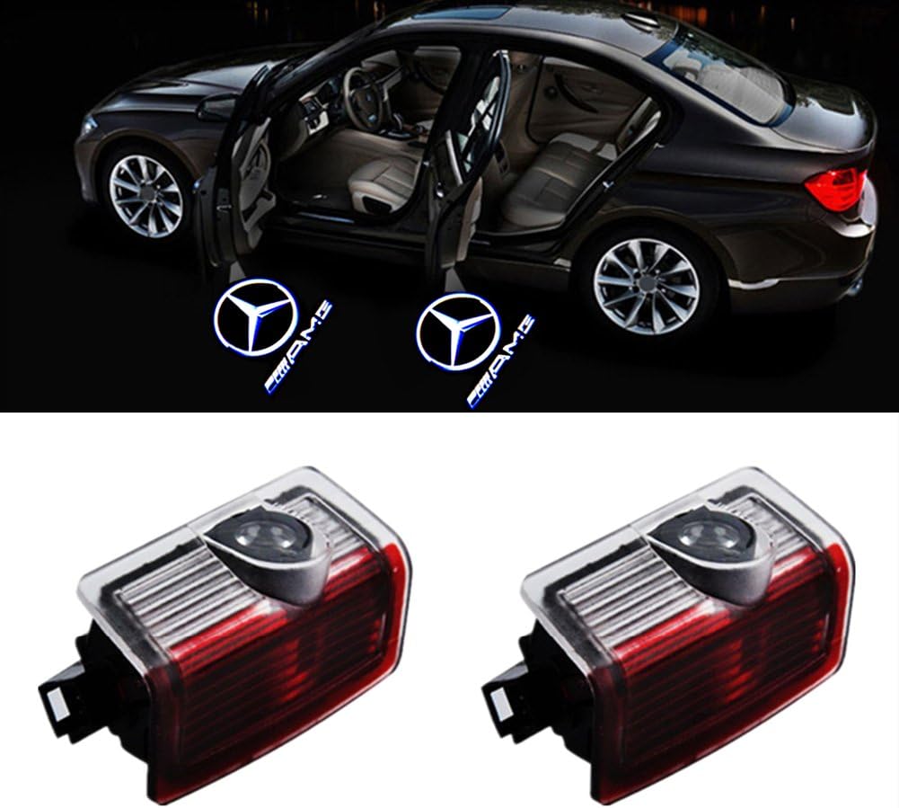 XYSTAR Logo Door Lighting for Benz Set of 2 car door lamp LED Welcome Light Glow Door Car Door Projector Light Logo For Merc-edes Benz A/B/E/C/M/ML/C Coupe Class/GL/GLC GLE/GLS/GLA (Für Benz E-AMG)