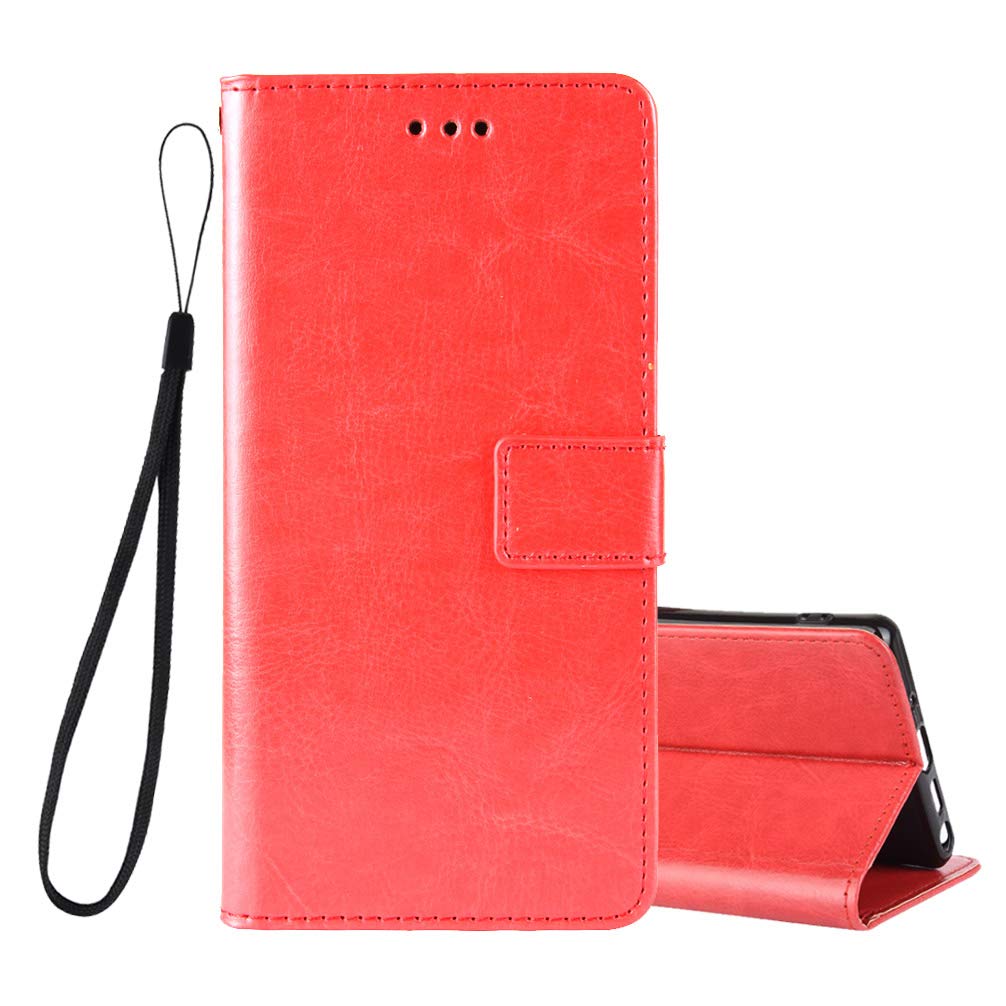 BRAND SET Phone Case for Google Pixel 4a 5G Protection Case Wallet Leather Flip Cover Case with Secure Copper Buckle Closing Lock and Bracket Function, Suitable for Google Pixel 4a 5G(Red)