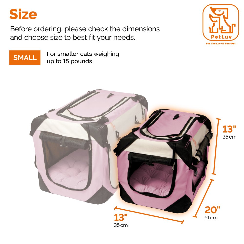petluv happy cat premium soft sided travel crate & cat carrier