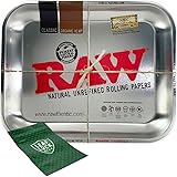 RAW Large Rolling Tray (Metallic) with Hippie Butler Smell Proof Pouch