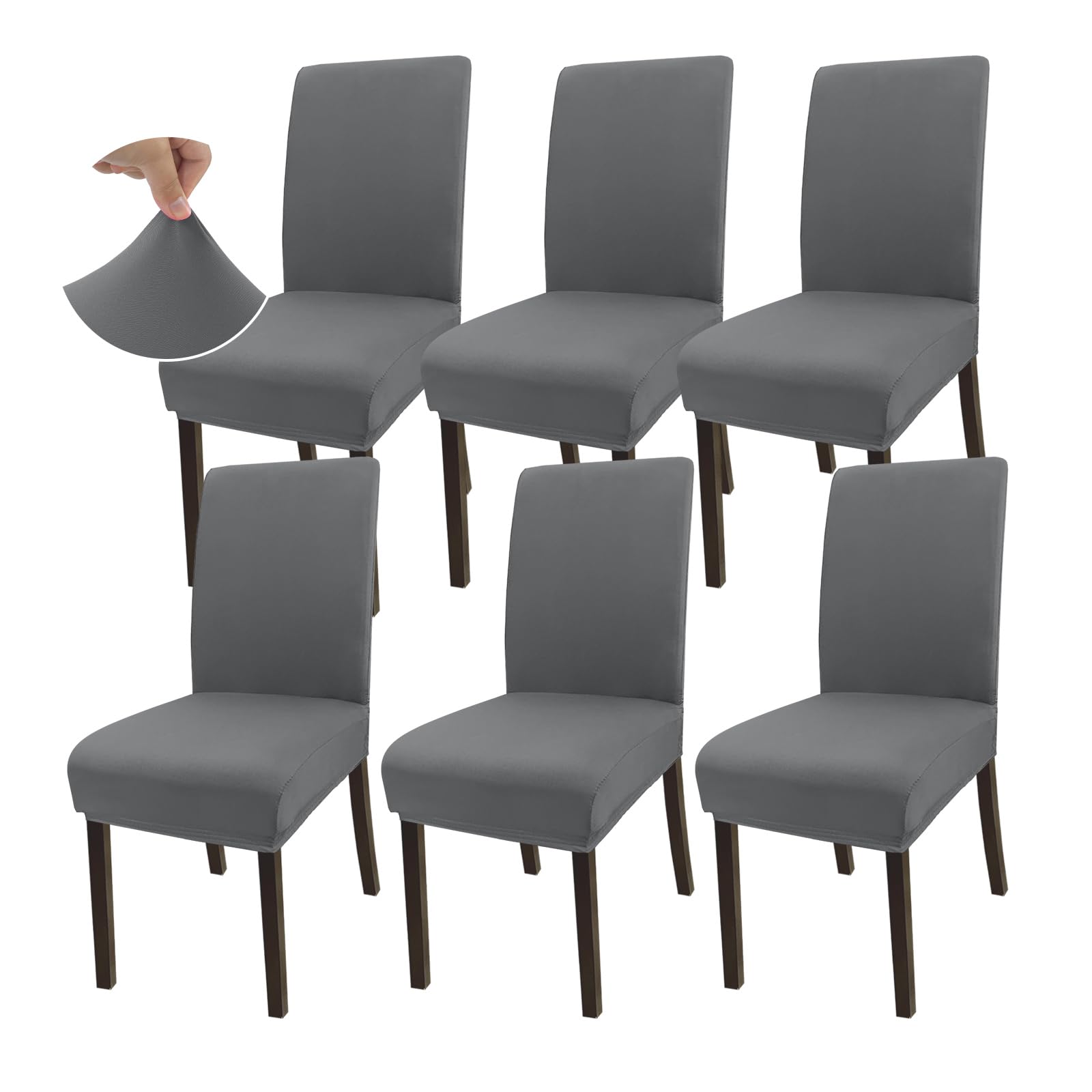 Granbest Super Stretch Dining Chair Slipcovers, Universal Parson Dining Chair Covers, Removable Chair Protectors for Dining Room, Kitchen, Restaurant and Hotel (Set of 6, Light Gray)