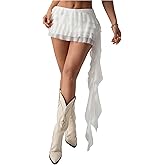 MakeMeChic Women's Cute Fall Ruffle Tiered Mini Skirt Low Waisted Asymmetrical Skorts