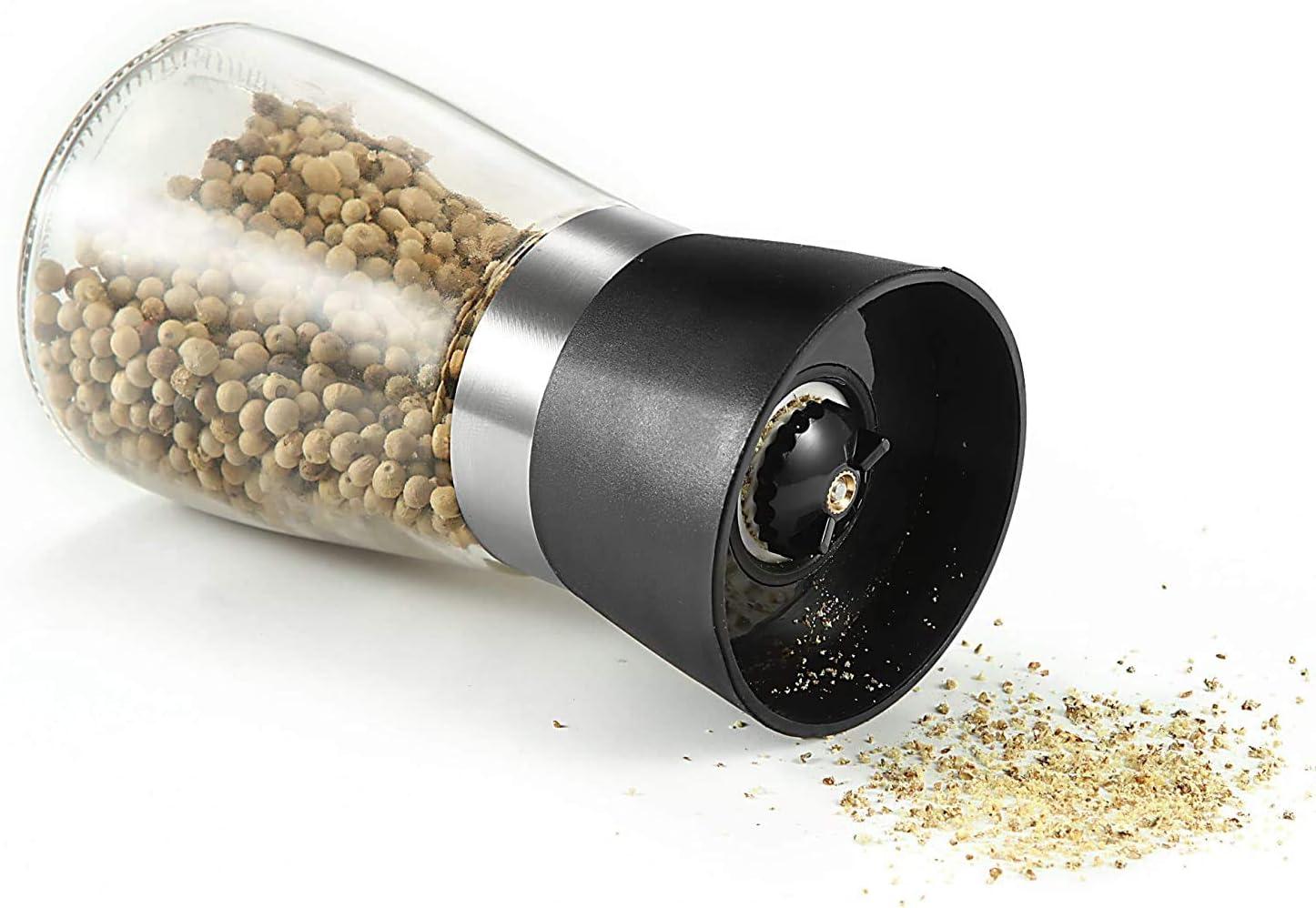 SKEMIX Manual Salt & Pepper Grinder, Refillable Coarseness Adjustable Spice Mill Shaker with High Strength Glass Body, Perfect for Kitchen, Barbecue, Restaurant Accessories