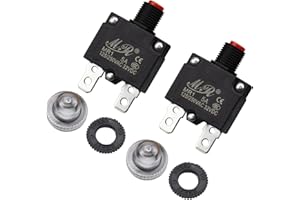 RKURCK 5 Amps Thermal Circuit Breakers 125/250V AC 32V DC Push Button Manual Reset Overload Protector Switch 5A 2 Pack with Transparent Cover