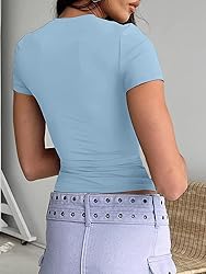 Dwnval Women Sexy Basic T Shirts Tops Summer Short