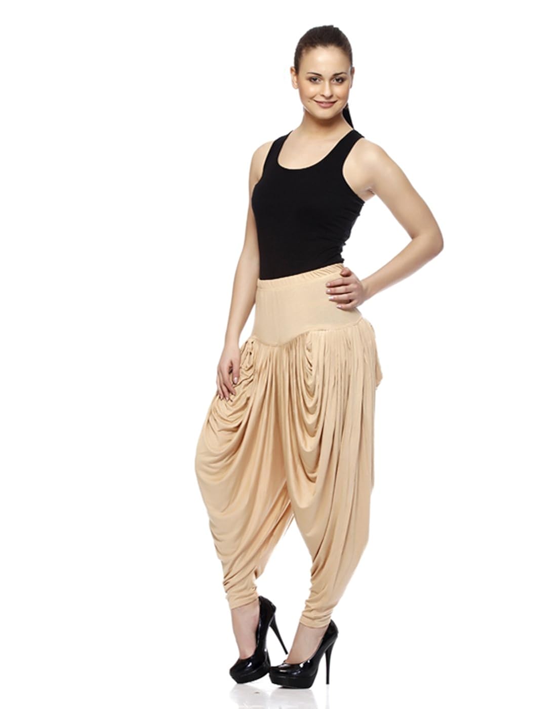 sakhi sang women's viscose dhoti salwar [ss0804_free size_beige]