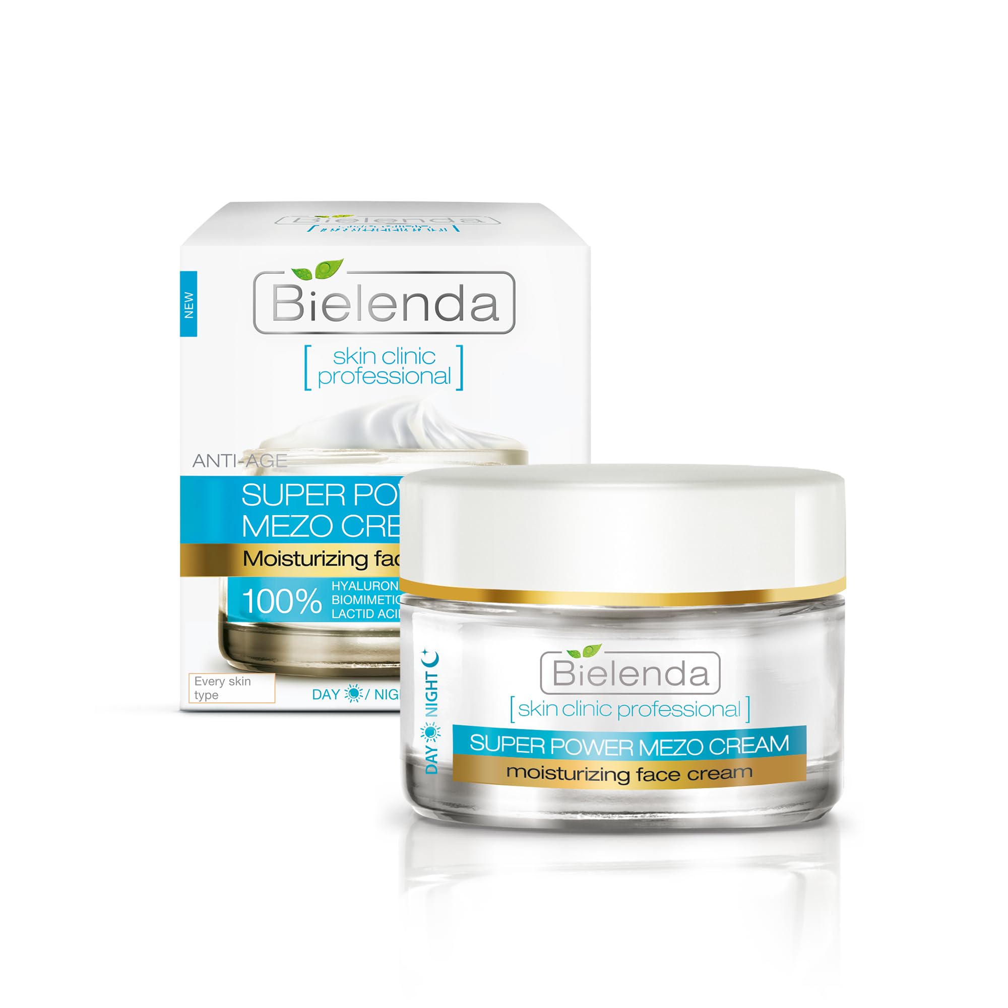 Bielenda Professional Mezo Hydrating Anti-Wrinkle Cream with Hyaluronic Acid, Anti-Ageing Treatment, All Skin Types, Day/Night, 50 ml