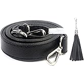 BEAULEGAN Purse Strap Replacement - Full Grain Microfiber Leather - 59 Inch Long Adjustable for Crossbody Shoulder Bag - 0.7 Inch Wide, Black/Silver