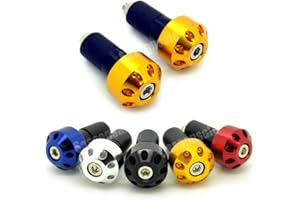 GTSpeed Universal Gold Motorcycle Bar Ends 7/8" Handlebar Grips Plugs - Fits Honda Kawasaki Suzuki Yamaha BMW KTM Ducati Triu