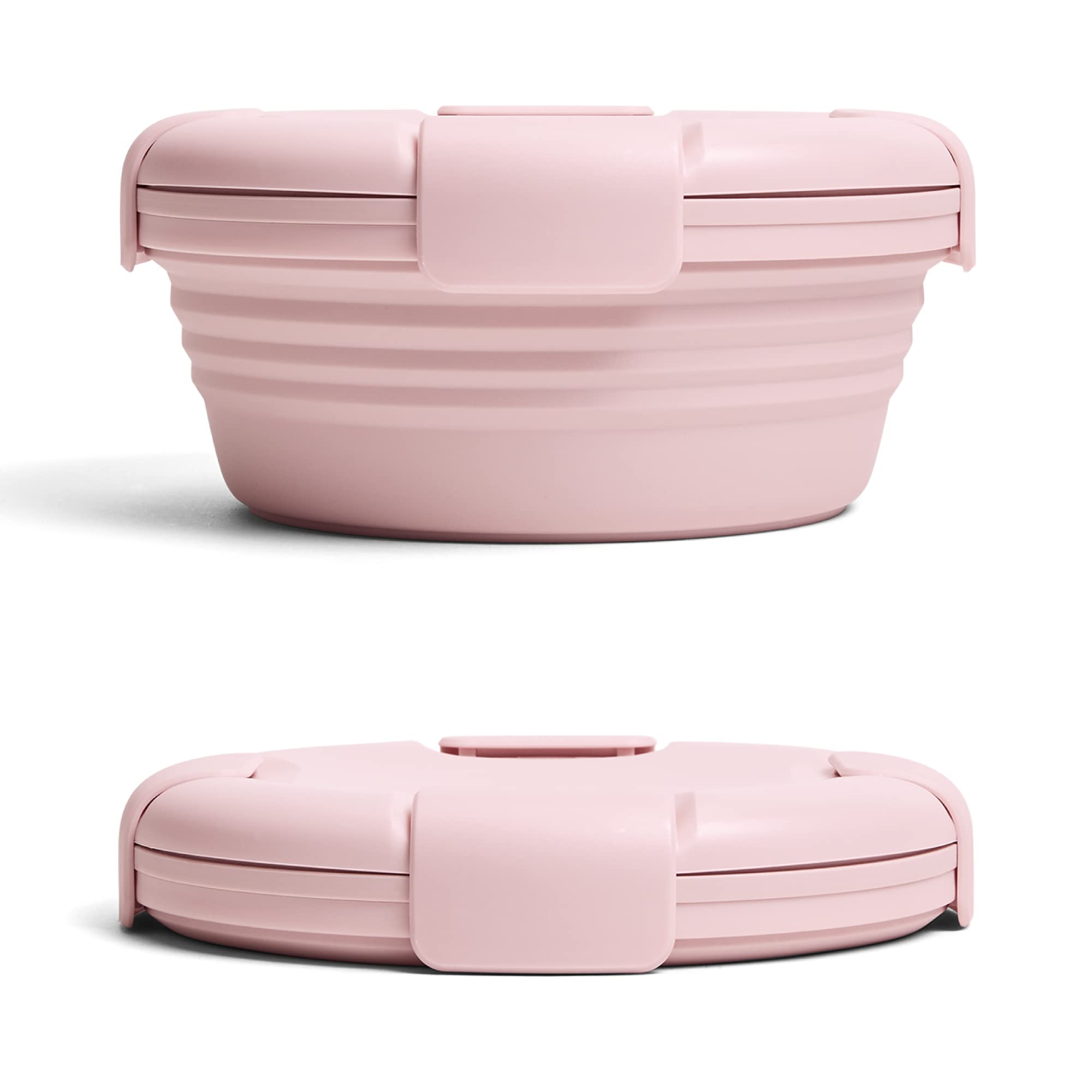 STOJO On The Go Collapsible Bowl - 36oz / 1.1L - Reusable Travel Lunch Bowls - Folding Silicone Storage Container - Nestable & Stackable - Dishwasher & Microwave Safe - Carnation