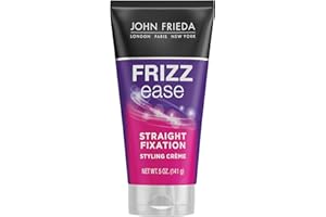 John Frieda Frizz Ease Straight Fixation Styling Crème, Straightens Frizzy Hair with Milk Protein & Almond Oil, Sleek & Frizz-Free, with ThermaGuard Heat Protection Against Damage, 5 Oz