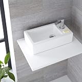 Milano Elswick White Rectangular Countertop Wall Hung Bathroom Basin Sink 450mm view 3