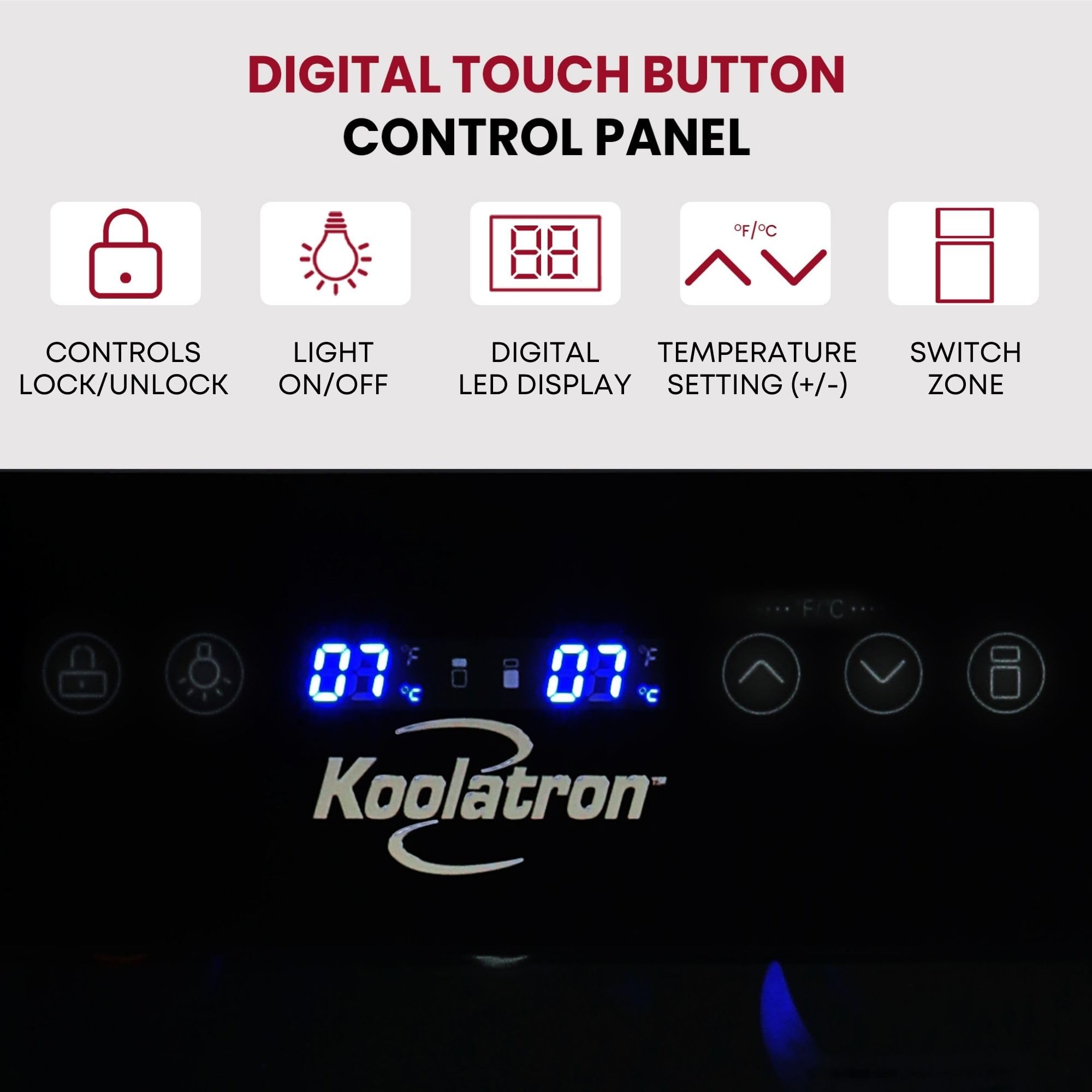 Koolatron Wine Fridge - Wine Cooler, 29 Bottle Cabinet for Champagne, Red & Whitewine, Dual Zone Freestanding Cellar For Bar, Home, Kitchen, Double Paned Glass Door, (86L)