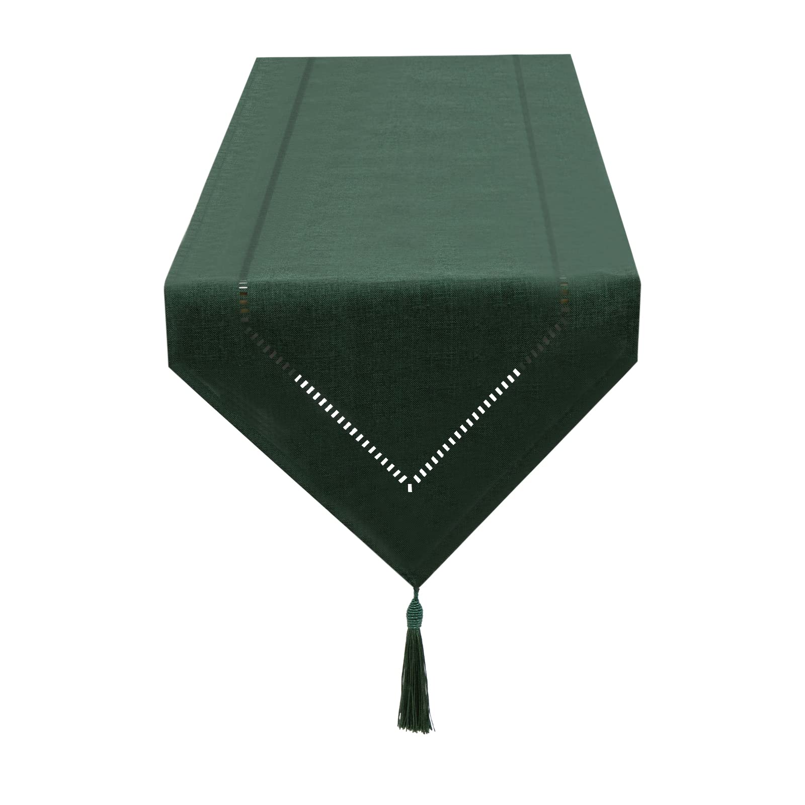 SANLEHAUSE Linen Table Runner Dark Green, 32 x 220 cm, Easy-care Modern Plain, Decorative Tablerunner for Dining Table, Coffee Table, Restaurant