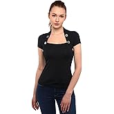 AmélieBoutik Women Bolero Style Button Embellished Short Sleeve Blouse Top