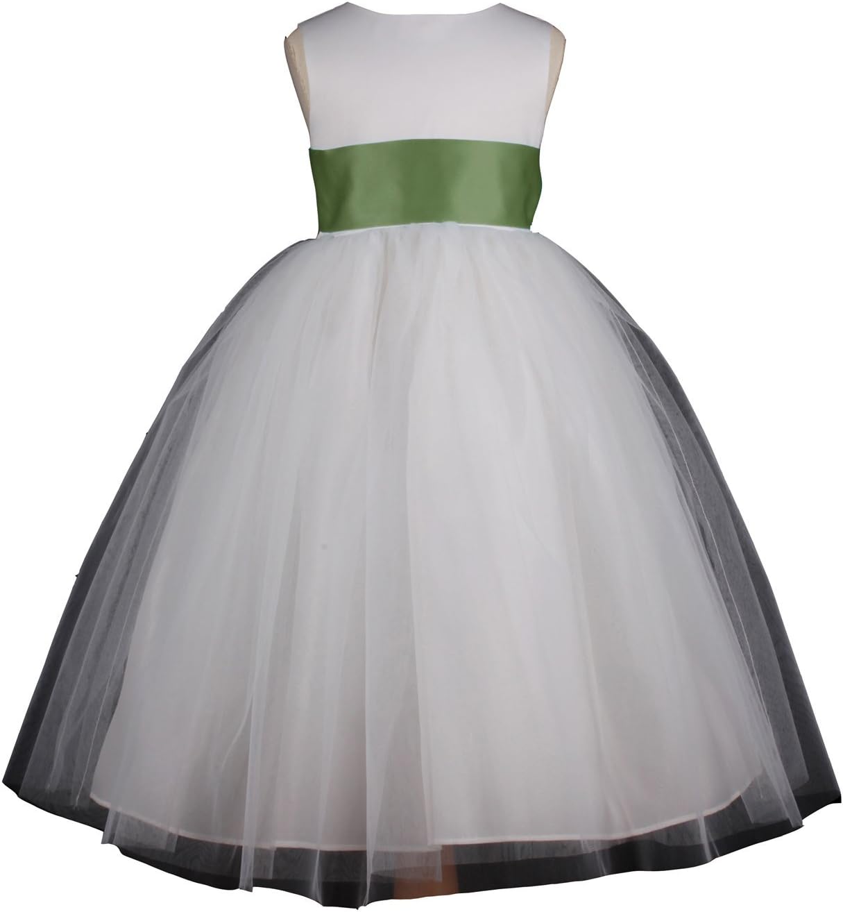 Pink Promise Flower Girl's White Wedding Pageant V-Back Ankle Length Dress