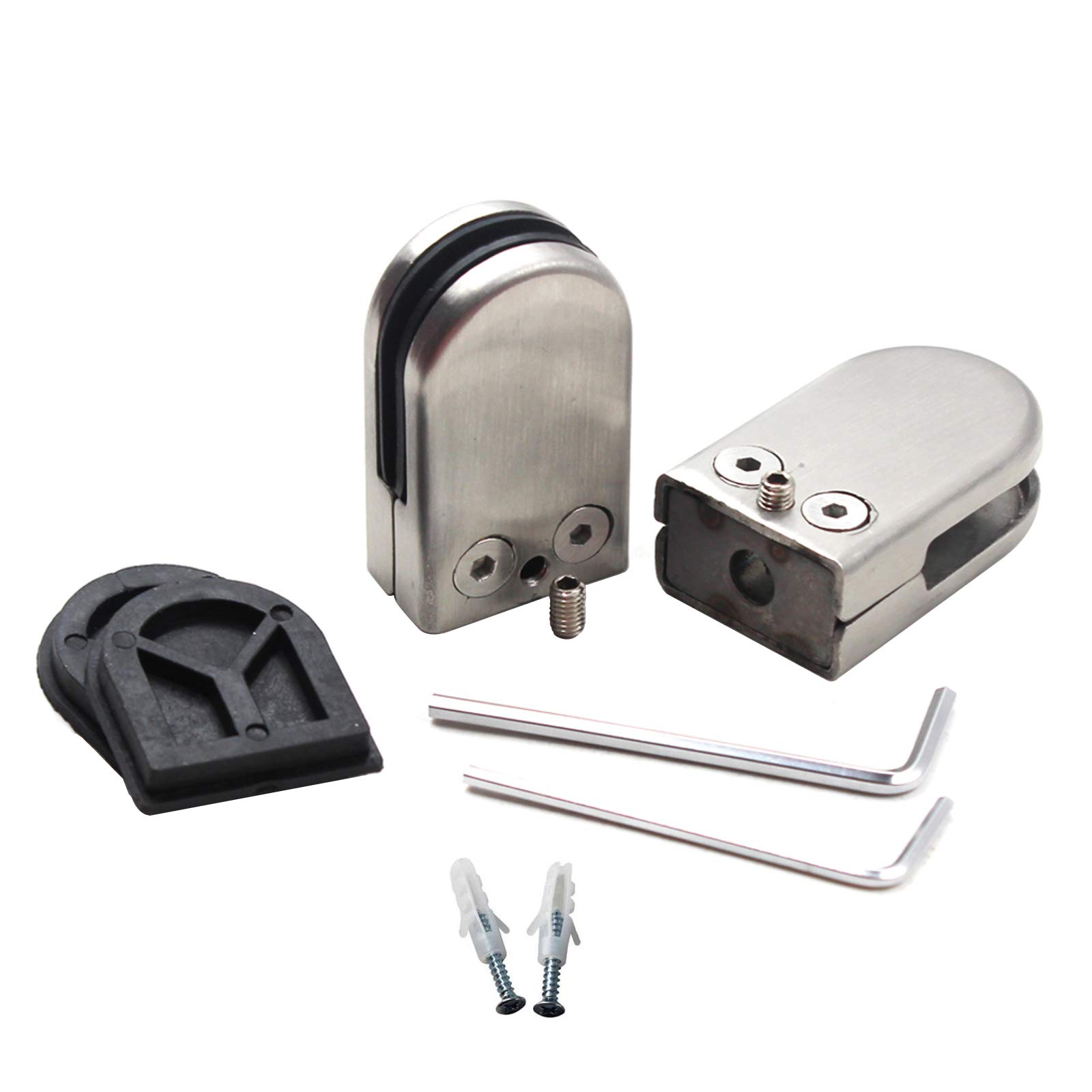 Glass Clamp Stainless Steel Glass Support Bracket Fit for 8-10mm Glass Thickness for Staircase,Handrail,Shower Glass Door (Pack of 2)