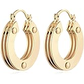 MYEARS Women Geometric Hoop Earrings Gold 14K Gold Plated Small Simple Hypoallergenic Everyday Jewelry