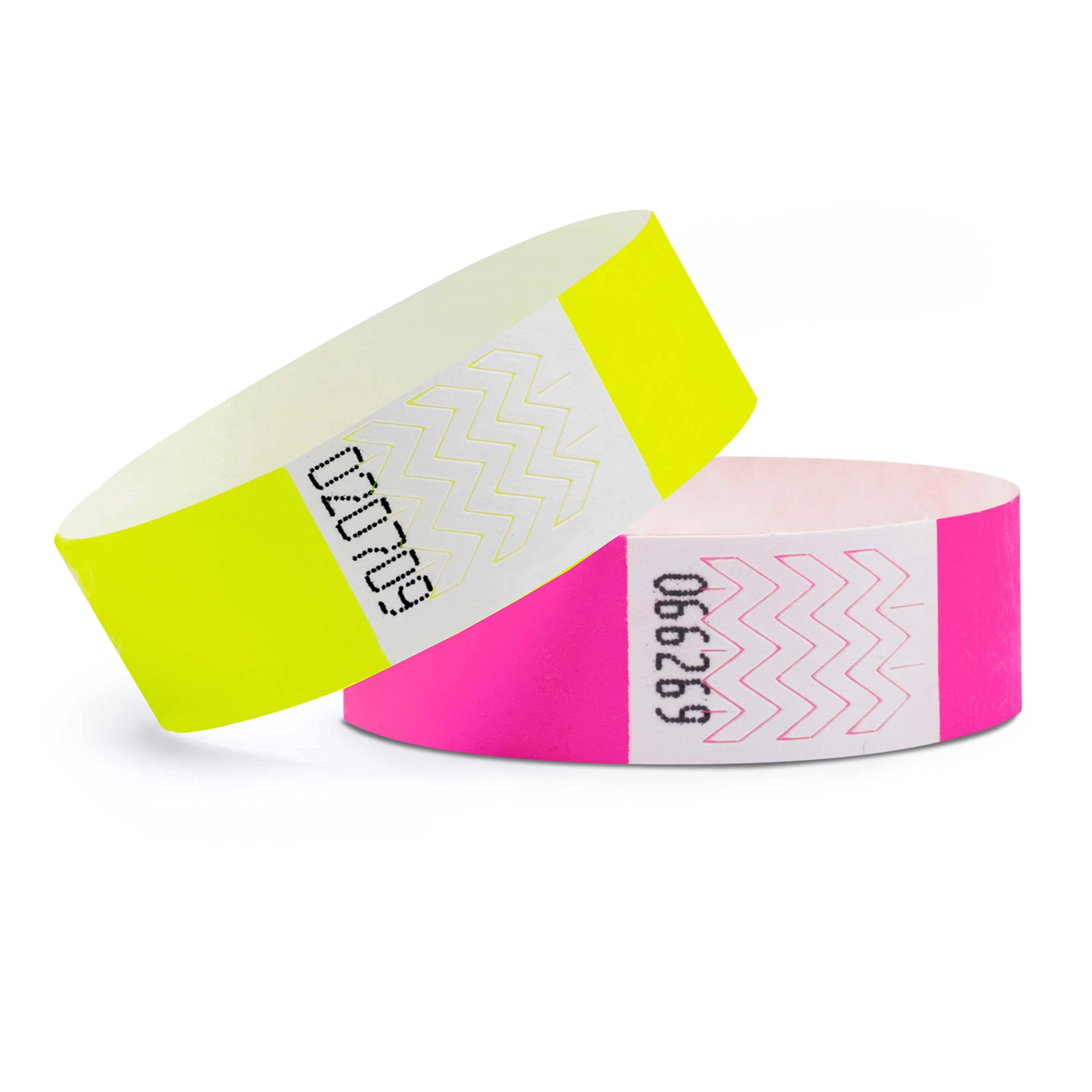 linie zwo ®, Pack of 1000 Wristbands 19 x 254 mm, Neon Yellow (500 Pieces) + Neon Pink (500 Pieces)