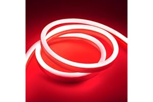 GUPUP Neon Light Strip,16.4ft Red Neon Lights,24V,600 LEDs,Flexible,Waterproof,Silicone LED Rope Lights,Rope Neon Lights for Bedroom,Rope Lights Indoor&Outdoor…(Power Adatpor not Included)