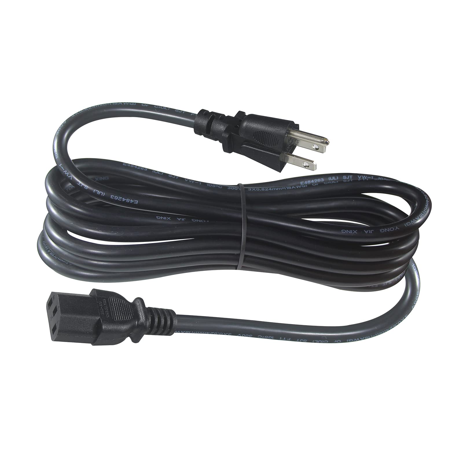 Photo 1 of KUNCAN PC Computer Power Cord - 12Ft C13 Power Supply Cord, Straight Plug NEMA 5-15P to IEC C13, SVT 18AWG/3C, 125V 10A, Universal 3 Prong Monitor AC Power Cable for Power Brick Network Switch