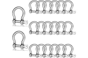 YOUNTHYE 20 PCS Stainless Steel M6 Screw Shackle 1/4 Inch Chain Shackle Bow Shackle Clevis Heavy Duty Screw Pin Shackle for A