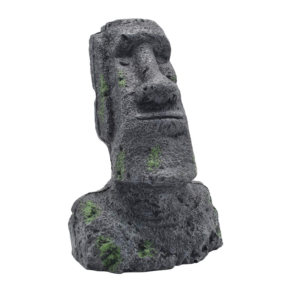 Easter Island Aquarium decorations resin Moai Statues fish tank ornaments Home Desktop Decoration (Size-L)