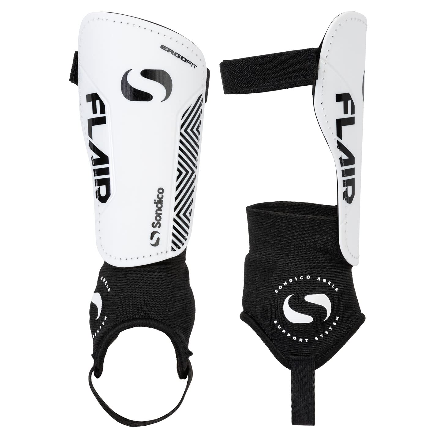 Sondico Unisex Flair Ankle Shinguards White/Black Adults (M)